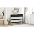 vidaXL Konzolasztal fiókkal Fekete tölgy 100 x 25 x 75 cm Faanyag