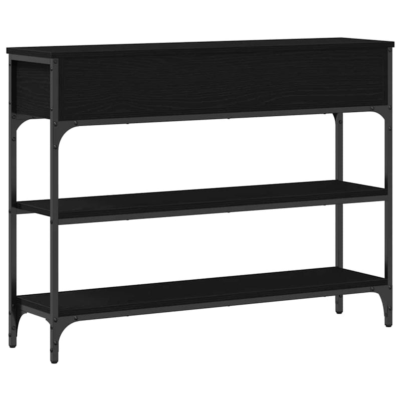 vidaXL Konzolasztal Musta tammi 100 x 25 x 75 cm Műgyantás fa és fém