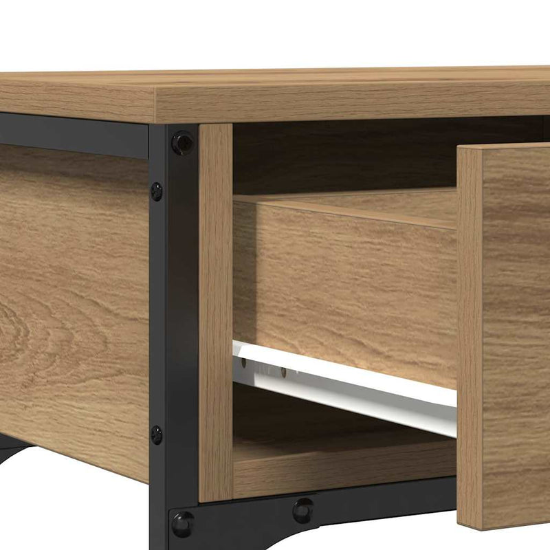 vidaXL Konzolasztal fiókkal polcokkal kézműves tölgy 72,5 x 25 x 75 cm