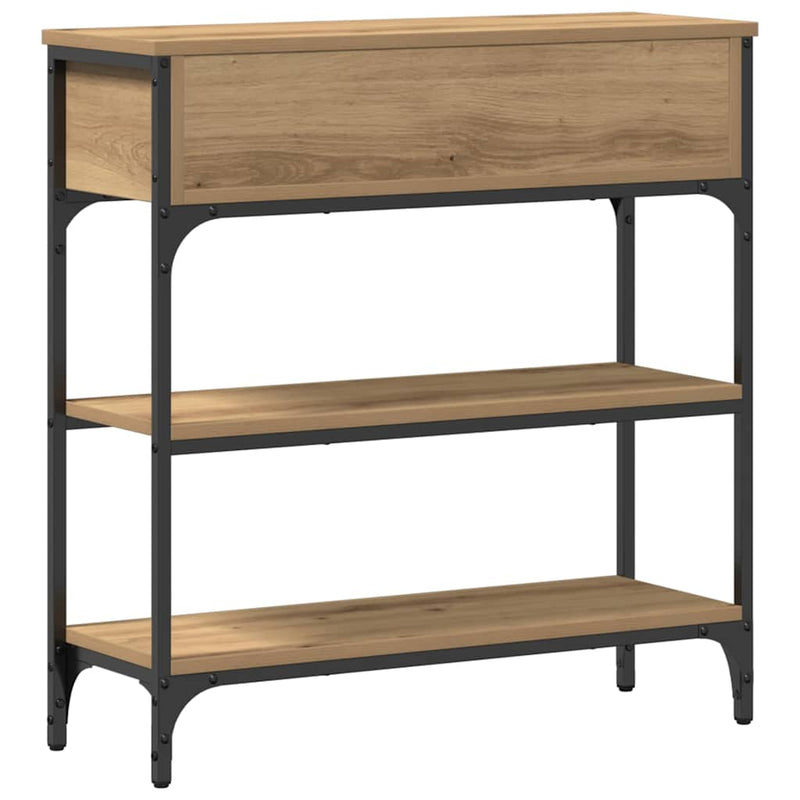 vidaXL Konzolasztal fiókkal polcokkal kézműves tölgy 72,5 x 25 x 75 cm