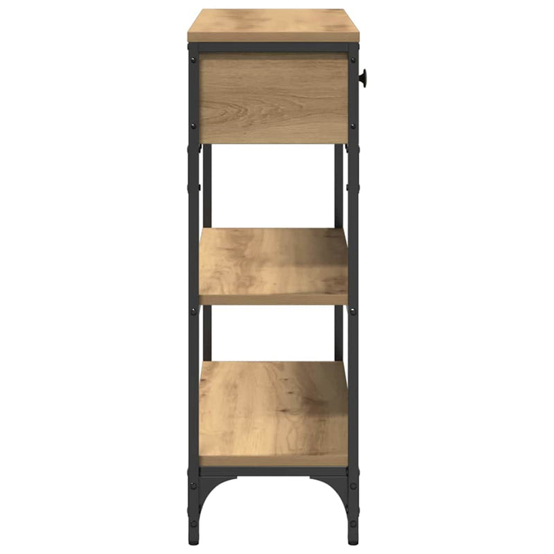 vidaXL Konzolasztal fiókkal polcokkal kézműves tölgy 72,5 x 25 x 75 cm