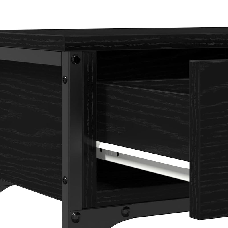 vidaXL Konzolasztal Musta tammi 72,5 x 25 x 75 cm Műgyantás fa és fém