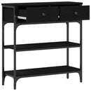 vidaXL Konzolasztal Musta tammi 72,5 x 25 x 75 cm Műgyantás fa és fém
