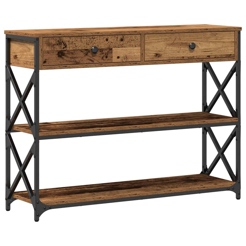 vidaXL Konzol Asztal Régi fa 100 x 28 x 75 cm Műgyantás fa és fém