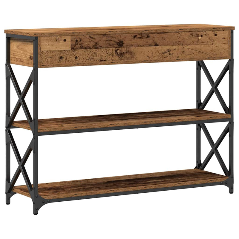 vidaXL Konzol Asztal Régi fa 100 x 28 x 75 cm Műgyantás fa és fém