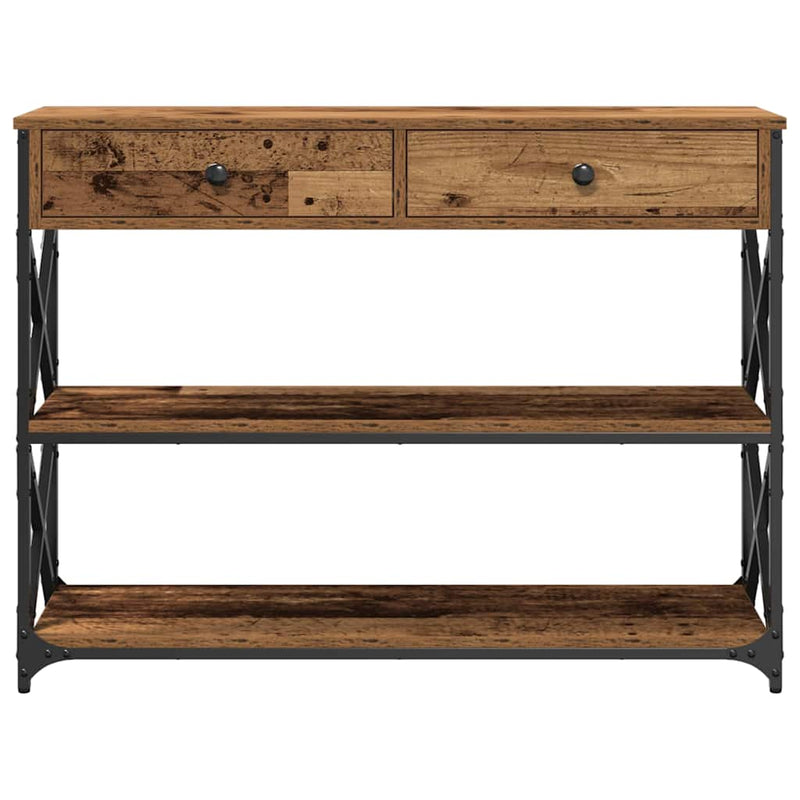 vidaXL Konzol Asztal Régi fa 100 x 28 x 75 cm Műgyantás fa és fém