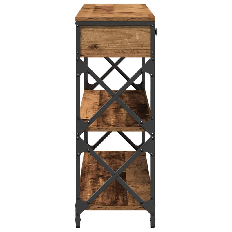 vidaXL Konzol Asztal Régi fa 100 x 28 x 75 cm Műgyantás fa és fém