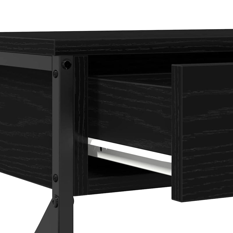 vidaXL Konzol Asztal Musta tammi 100 x 28 x 75 cm Műgyantás fa és fém