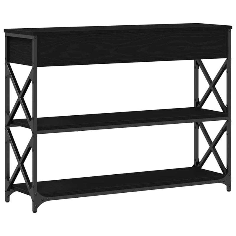 vidaXL Konzol Asztal Musta tammi 100 x 28 x 75 cm Műgyantás fa és fém