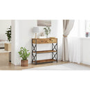 vidaXL Konzol Asztal Régi fa 75 x 28 x 75 cm Műgyantás fa és fém