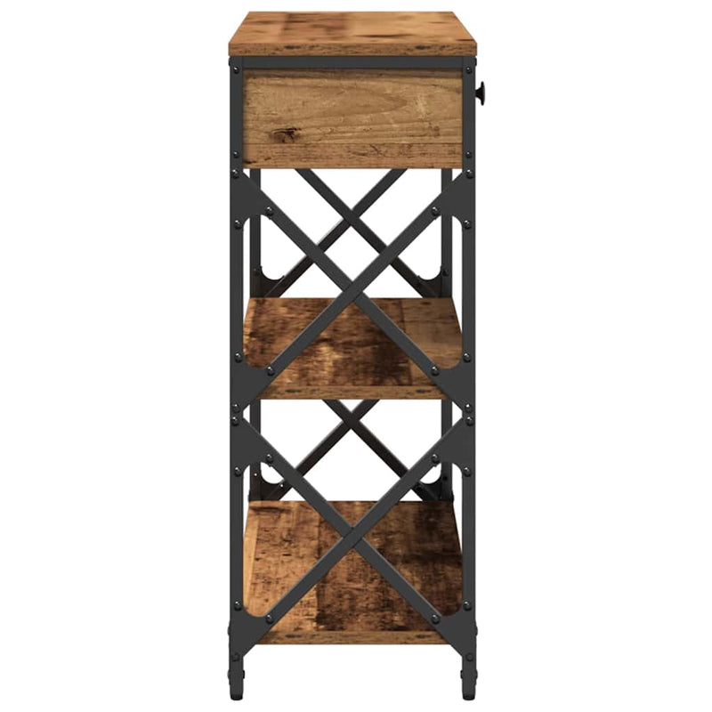 vidaXL Konzol Asztal Régi fa 75 x 28 x 75 cm Műgyantás fa és fém
