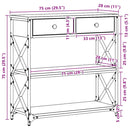 vidaXL Konzol Asztal Régi fa 75 x 28 x 75 cm Műgyantás fa és fém