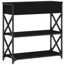vidaXL Konzol Asztal Musta tammi 75 x 28 x 75 cm Műgyantás fa és fém