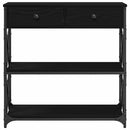 vidaXL Konzol Asztal Musta tammi 75 x 28 x 75 cm Műgyantás fa és fém