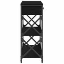 vidaXL Konzol Asztal Musta tammi 75 x 28 x 75 cm Műgyantás fa és fém