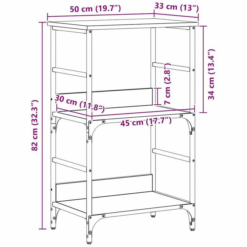 vidaXL Könyvespolc Musta tammi 50x33x82cm Faanyag