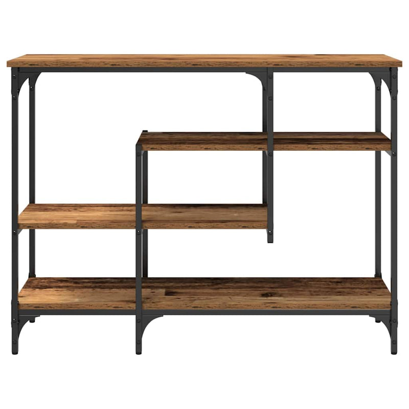 vidaXL Konzolasztal Régi fa 100 x 35 x 75 cm Műgyantás fa és fém