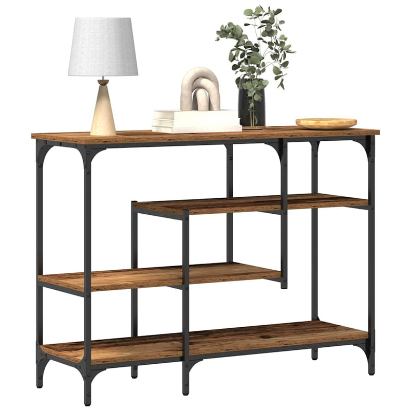 vidaXL Konzolasztal Régi fa 100 x 35 x 75 cm Műgyantás fa és fém