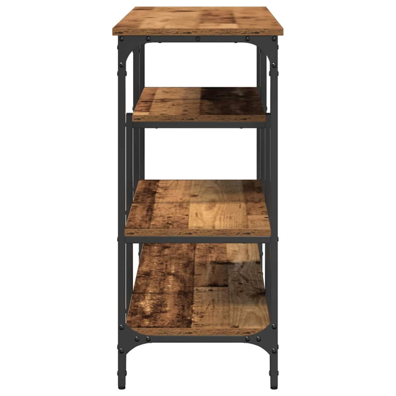 vidaXL Konzolasztal Régi fa 100 x 35 x 75 cm Műgyantás fa és fém