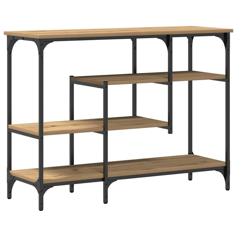 vidaXL Konzolasztal polcokkal kézműves tölgy 100 x 35 x 75 cm