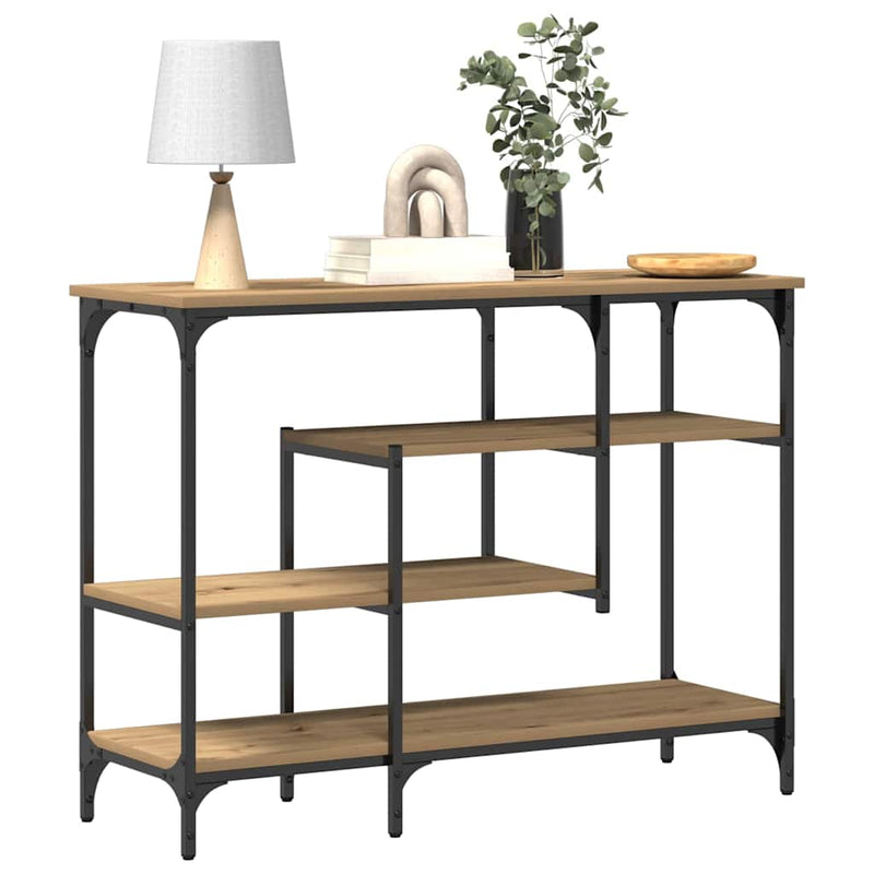 vidaXL Konzolasztal polcokkal kézműves tölgy 100 x 35 x 75 cm