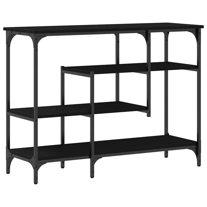 vidaXL Konzolasztal Musta tammi 100 x 35 x 75 cm Műgyantás fa és fém