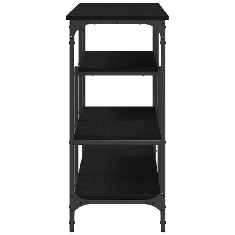 vidaXL Konzolasztal Musta tammi 100 x 35 x 75 cm Műgyantás fa és fém