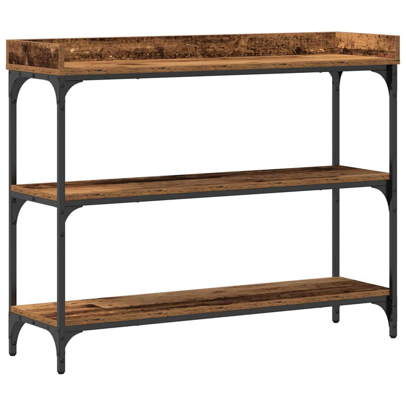 vidaXL Konzolasztal Régi fa 100 x 30 x 80 cm Műgyantás fa és fém