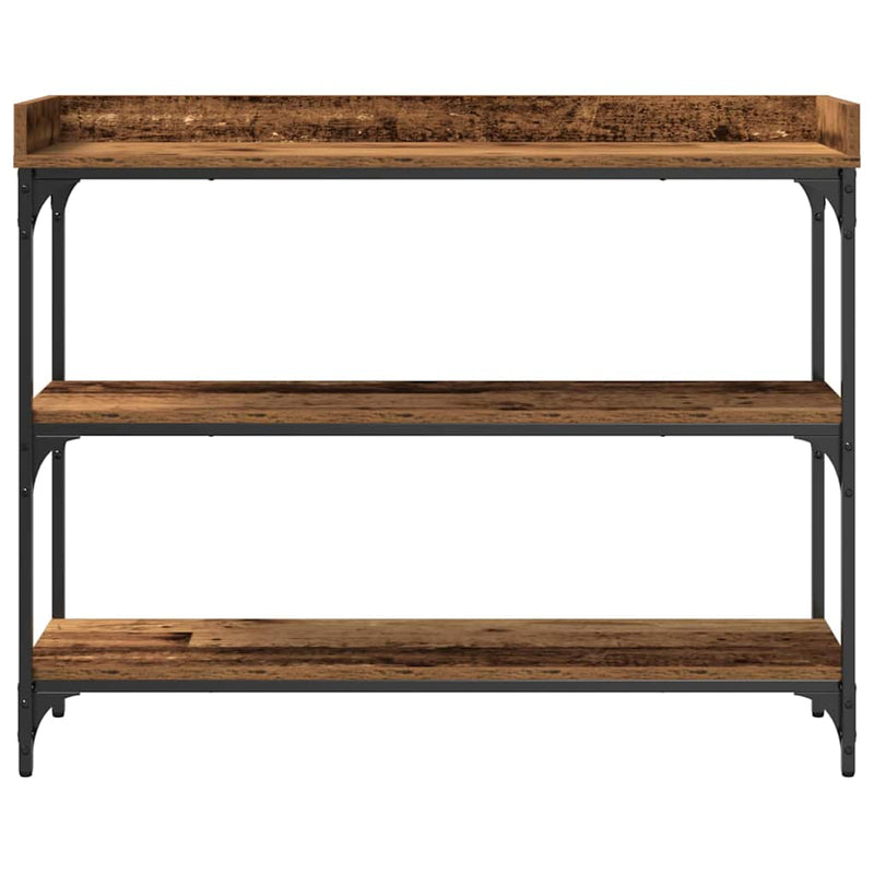 vidaXL Konzolasztal Régi fa 100 x 30 x 80 cm Műgyantás fa és fém