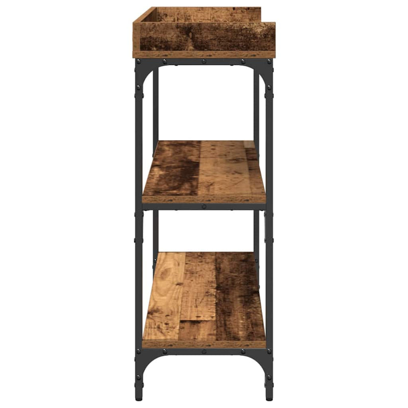 vidaXL Konzolasztal Régi fa 100 x 30 x 80 cm Műgyantás fa és fém