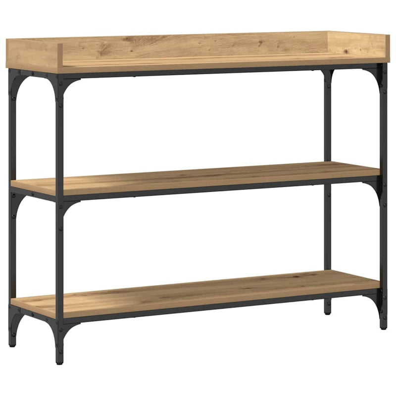 vidaXL Konzolasztal polcokkal kézműves tölgy 100 x 30 x 80 cm
