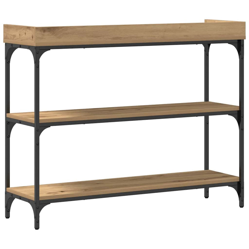 vidaXL Konzolasztal polcokkal kézműves tölgy 100 x 30 x 80 cm