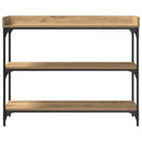 vidaXL Konzolasztal polcokkal kézműves tölgy 100 x 30 x 80 cm