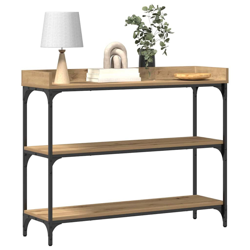 vidaXL Konzolasztal polcokkal kézműves tölgy 100 x 30 x 80 cm