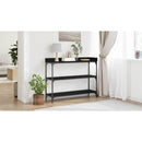 vidaXL Konzolasztal Musta tammi 100 x 30 x 80 cm Műgyantás fa és fém