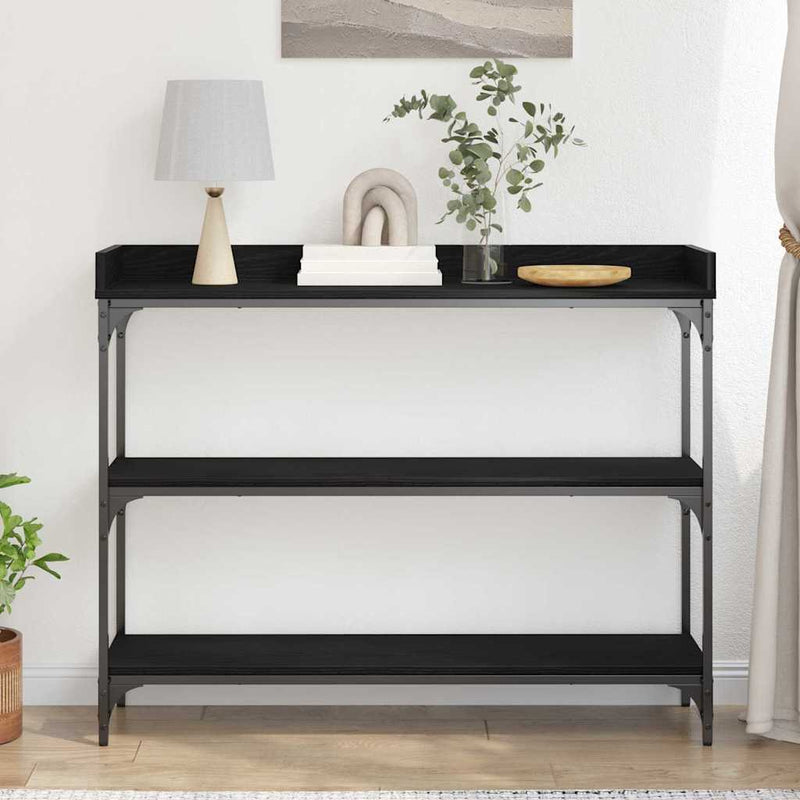 vidaXL Konzolasztal Musta tammi 100 x 30 x 80 cm Műgyantás fa és fém