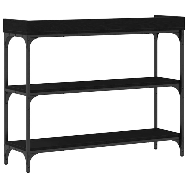 vidaXL Konzolasztal Musta tammi 100 x 30 x 80 cm Műgyantás fa és fém