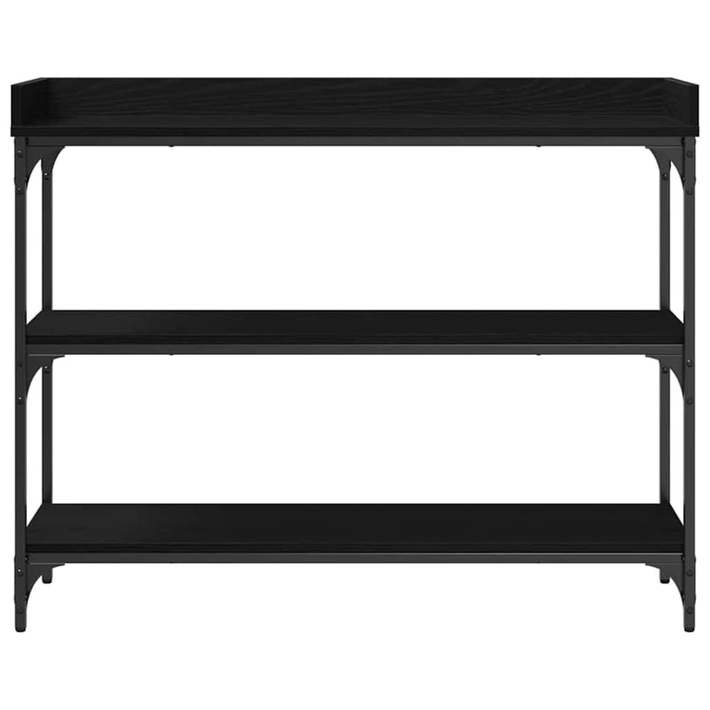 vidaXL Konzolasztal Musta tammi 100 x 30 x 80 cm Műgyantás fa és fém