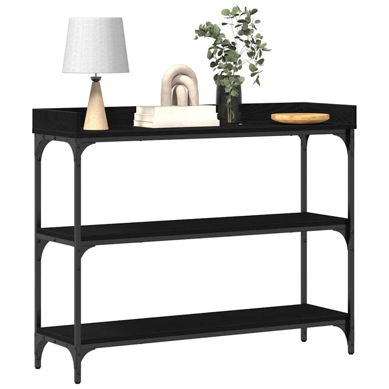 vidaXL Konzolasztal Musta tammi 100 x 30 x 80 cm Műgyantás fa és fém