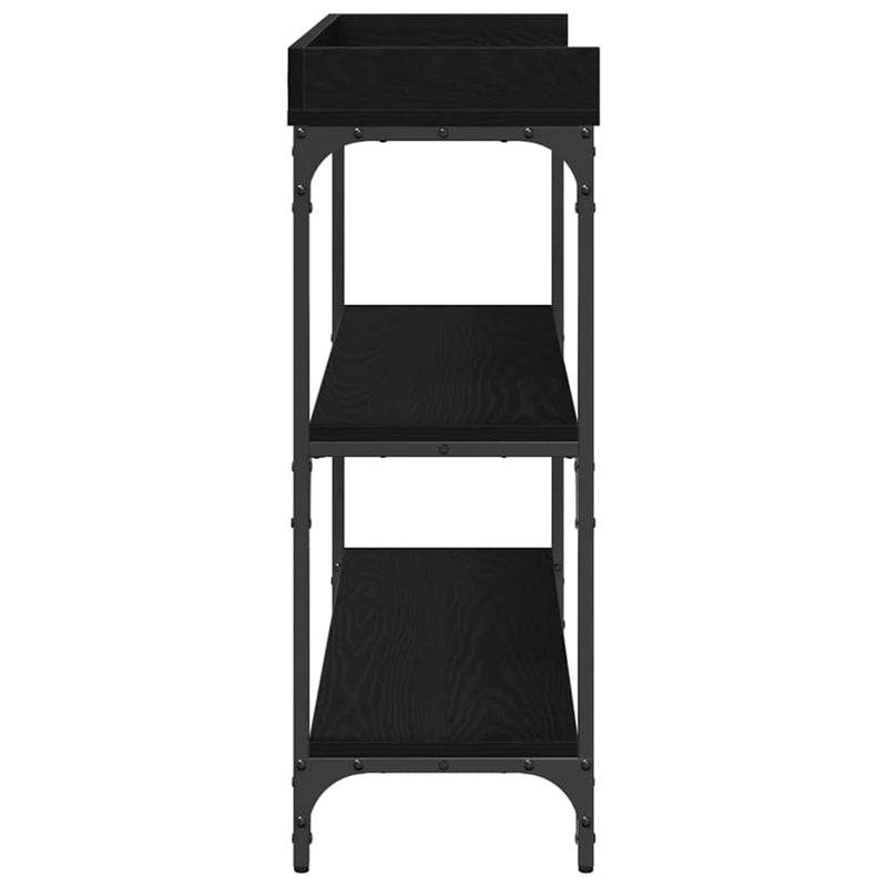 vidaXL Konzolasztal Musta tammi 100 x 30 x 80 cm Műgyantás fa és fém