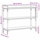 vidaXL Konzolasztal Musta tammi 100 x 30 x 80 cm Műgyantás fa és fém