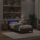 vidaXL Ágykeret LED szalagokkal Artisan tölgy 90 x 200 cm Faanyag