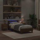 vidaXL Ágykeret LED szalagokkal Artisan tölgy 90 x 190 cm Szerelt Fa