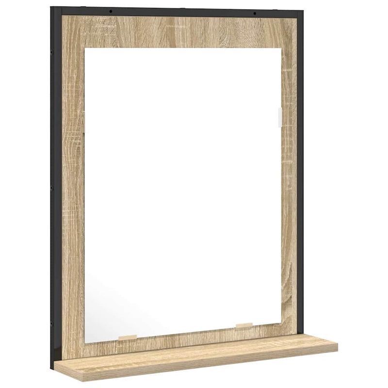 vidaXL Fürdőszobai tükör polcokkal Fekete 50 x 12 x 60 cm Faanyag