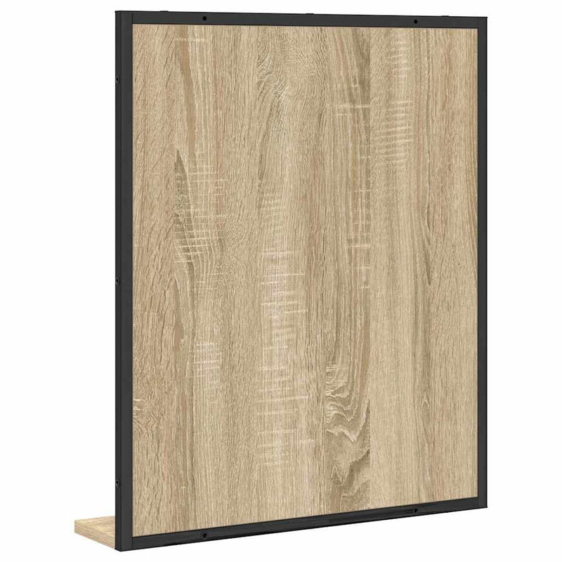 vidaXL Fürdőszobai tükör polcokkal Fekete 50 x 12 x 60 cm Faanyag