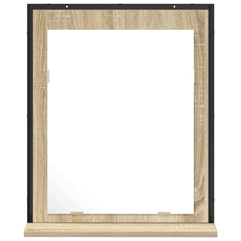 vidaXL Fürdőszobai tükör polcokkal Fekete 50 x 12 x 60 cm Faanyag