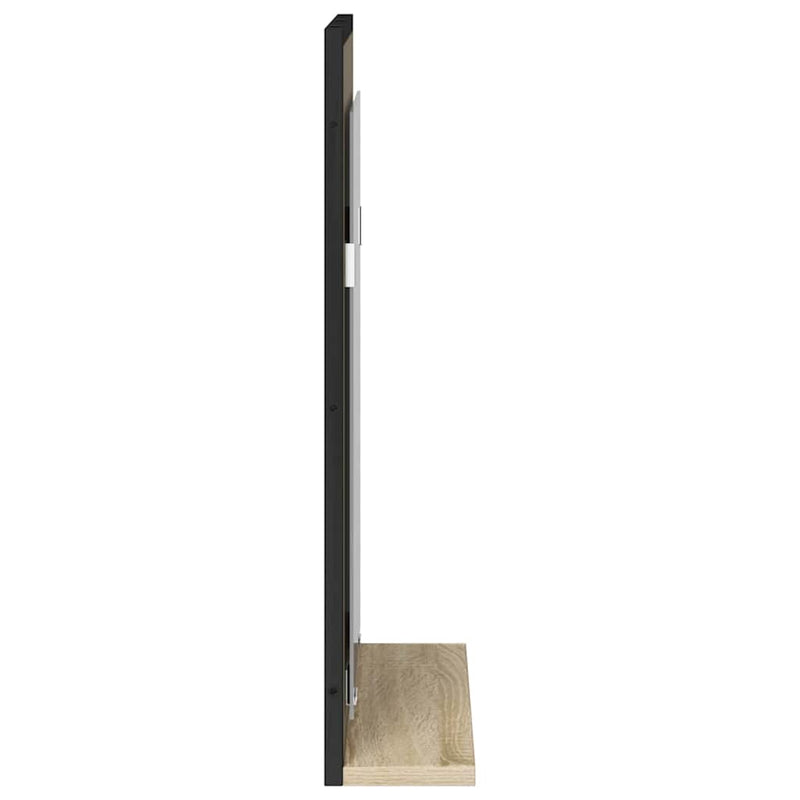 vidaXL Fürdőszobai tükör polcokkal Fekete 50 x 12 x 60 cm Faanyag