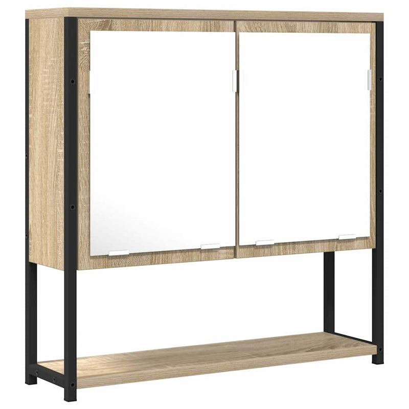 vidaXL Fürdőszobai tükör tárolóval Bézs 60 x 16 x 60 cm Faanyag