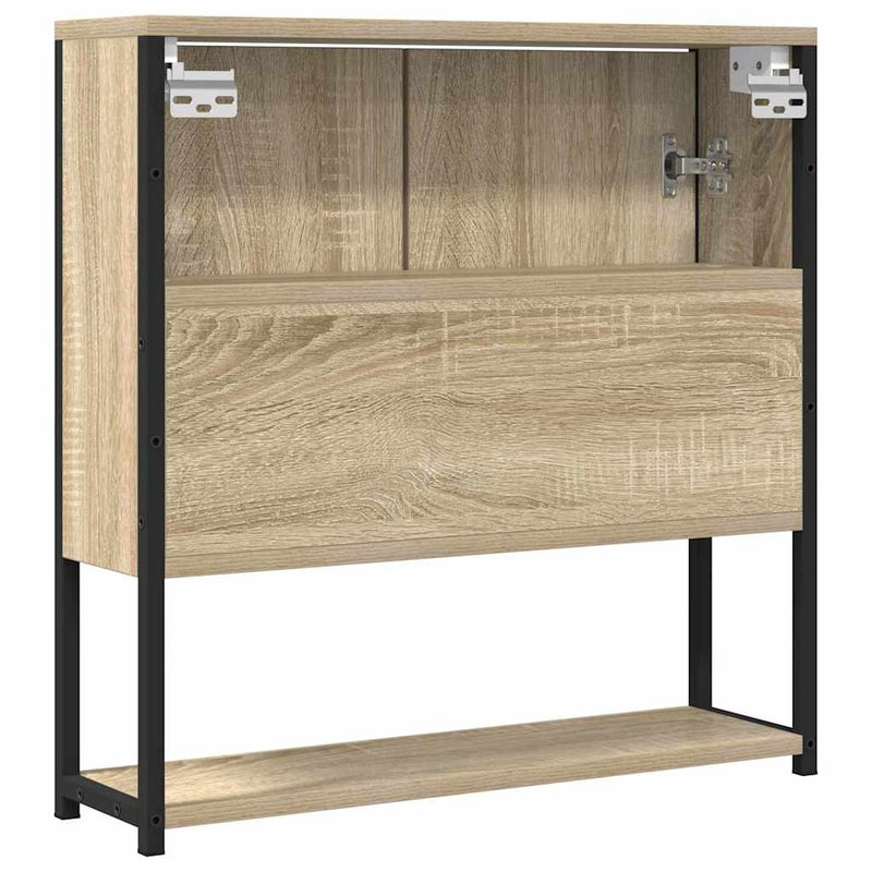 vidaXL Fürdőszobai tükör tárolóval Bézs 60 x 16 x 60 cm Faanyag