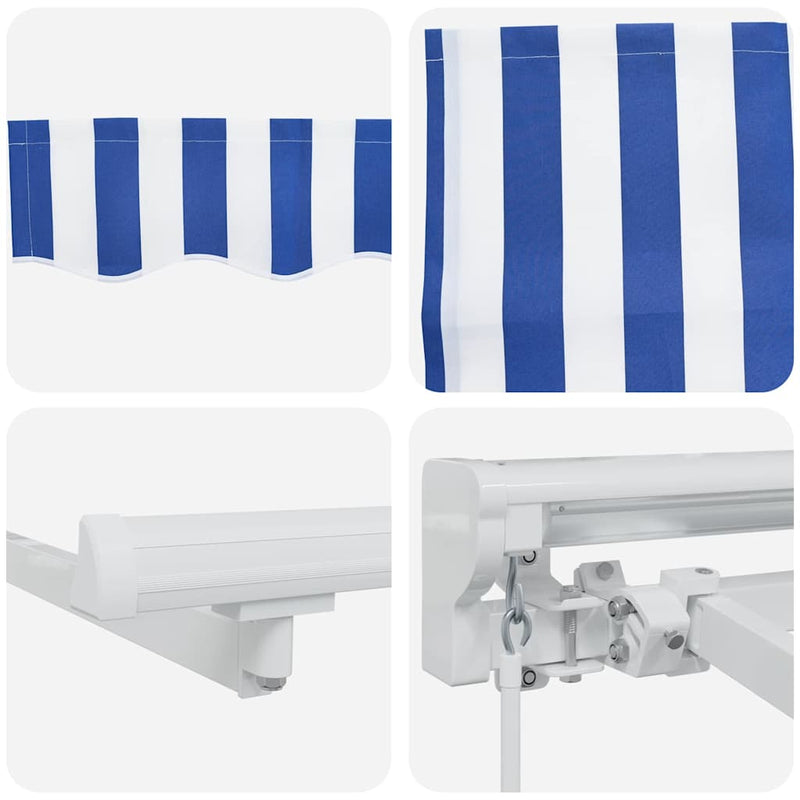 vidaXL Behúzható napellenző Kék és Fehér 350x200 cm szövet